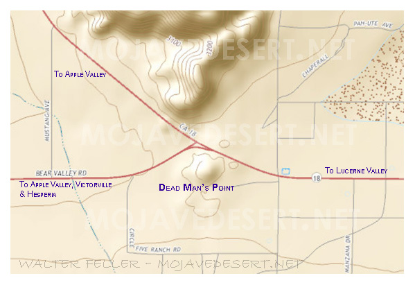 Map showing location of Dead Mans Point in Mojave Desert/Apple Valley