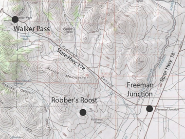 vicinity map of Walker Pass, Freeman Junction & Robber's Roost