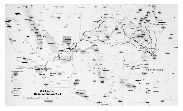 Old Spanish Trail map showing variations as the trail was used